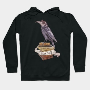 : Crow Plague Doctor Say quote stay safe vintage style Hoodie